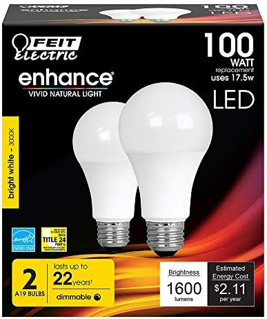 Led лампи Feit Electric A19 мощност 100 Вата в изражение, led лампи, с регулируема яркост, 3000 До ярко-бяло,