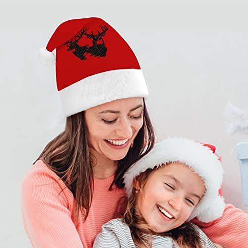 Коледна шапка с черен елен, шапки на Дядо Коледа, украси за Коледната елха, празничен декор, подаръци за възрастни,
