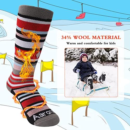 Ски Чорапи от мериносова вълна Aaronano, Детски Чорапи за Сноуборд за Малки Момчета и Момичета, Зимни Чорапи