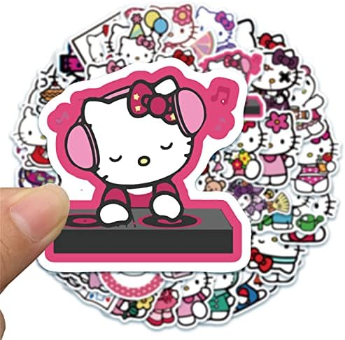 Етикети Cannity Hello Kitty, 50 бр. Сладки Етикети към Бялата тема Kawaii Котка, Стикери за Деца, Юноши и Възрастни,