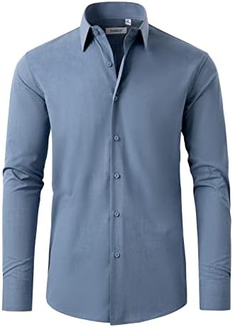 Мъжки Модельная Риза FAHIZO Regular Fit Ежедневни Обикновена Риза от Бамбук Участък с Дълъг ръкав