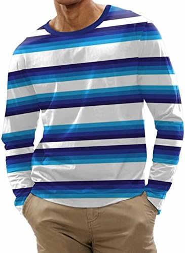 Мъжка риза WCJLHA, Модни и Ежедневни Тениска с кръгло деколте и дълги ръкави и Принтом, Пуловер, Уличен Памук