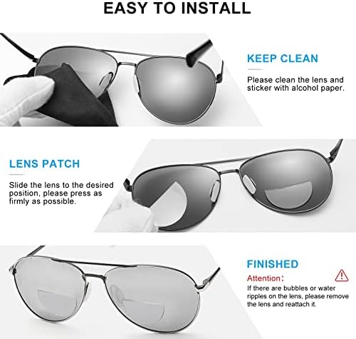 OKH 3 опаковки Наклеиваемых лещи за очила за четене, Бифокални лещи с увеличително стъкло за слънчеви очила,