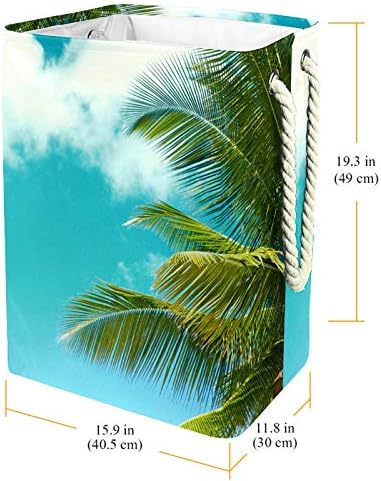 DEYYA Тропически Плаж Кошници за бельо от Палмови Листа Кошница Висока Здрава Сгъваема за Възрастни и Деца,
