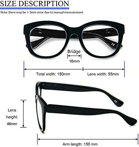REAVEE Извънгабаритни Очила за четене за жени, на 3 опаковки, Блокиране на Синя Светлина, Компютърни Ретро Стилни