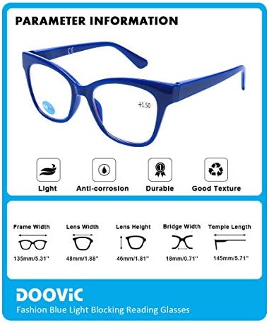DOOViC 4-Pack Очила за четене, Блокер Синя Светлина Компютърни Ридеры, Анти-Напрежение в очите, Нов Класически
