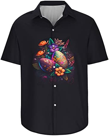 Честит Великден, Хавайски Ризи за Мъже, Плажна Риза Aloha с Къс Ръкав, Летни Ежедневни Приталенные Ризи с Копчета с Цветен Модел