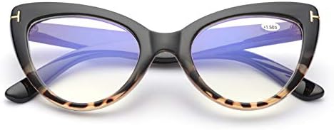 ZUVGEES Женски Сладки Са за Очила за четене CatEye Син Цвят, Блокиране на Светлината, по-Големи Рамки За очила,