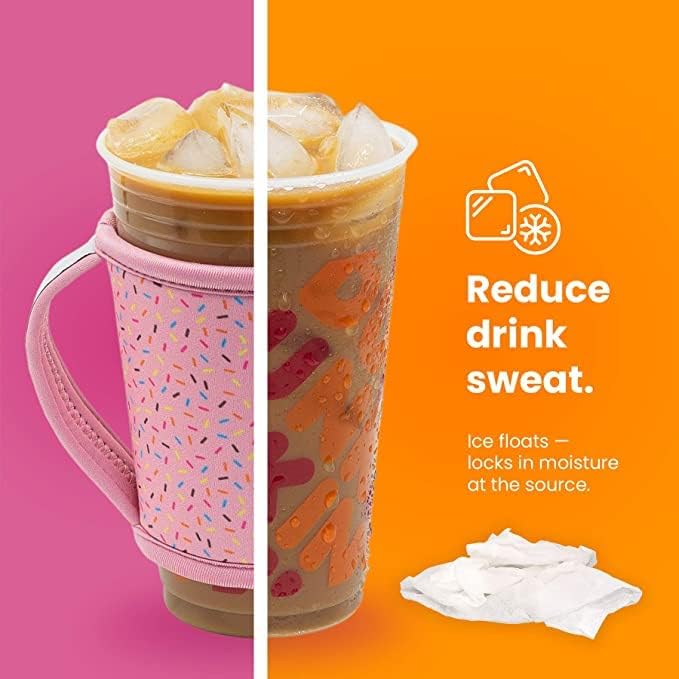 GoCuff Множество чаша за горещо кафе с лед, Изолационен ръкав с дръжка за напитки, газирана вода, лате, чай и Неопреновый притежател на (Бездънна - M, Sakura Bloom)