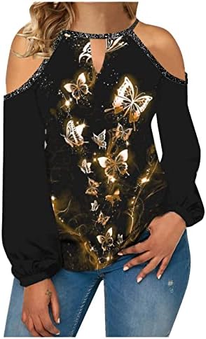 NOKMOPO/ Върхове размер Плюс за жените, Есенна Мода, Ежедневни Темпераментен Тениска с Флорални Принтом и отворени рамене, за да е Подходяща По Цвят Риза с Дълъг Ръкав