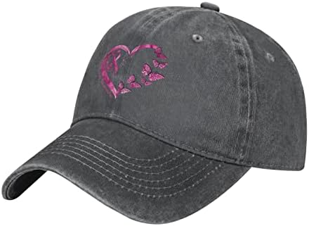 Розови панделки, пеперуди сърцето на бейзболни шапки за жени с рак на гърдата информираност Бейзболна шапка
