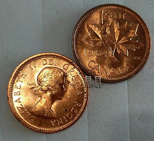 Американски монети, монети, Канада 1964 г. 1 Брой Монета Нова Елизабет II Канада
