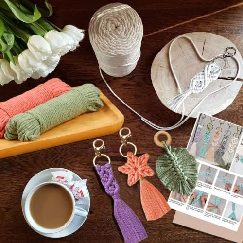 Домашен Дизайнерски Кабел за ресни, набор от въже от естествен памук Ресни, 3 мм, с инструкции за начинаещи (10 цвята-20 м / ролка)