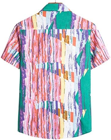 ZNNE Хавайска Риза за Мъжете, Памучни и Ленени Ризи с V-образно деколте, Ежедневни Свободни Блузи с Флорални