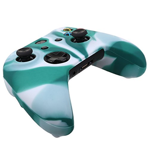 Силиконов калъф YoRHa Skin Case за Microsoft Xbox One X и Xbox One S Controller x 1 (Бяло-зелено) с дръжки Pro