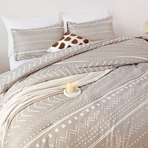 Дебеличка ацтекские Бежово одеяло от Овесено брашно Queen Size с фольклорным Модел Неутрални Комплекти Спално
