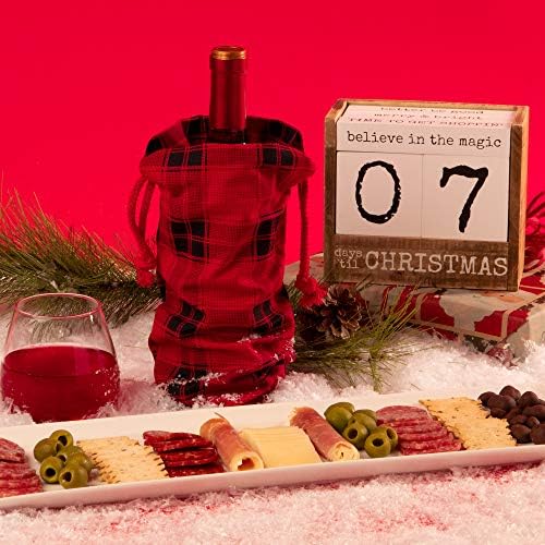 За многократна употреба Подарък Пакети за бутилки Вино|Калъф-Тоут за Вино за Коледа, Празнични партита|, Подходящ За Стандартни бутилки 12 инча| Червен Клетчатая 1 оп