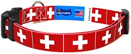 Нашийник за кучета Швейцария | Флаг на Швейцария | Быстросъемная обтегач | Произведено в Ню Джърси, САЩ | за