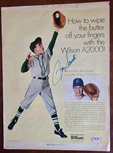 Рон Санто Подписа ДНК PSA 10x13 За Фоторекламы Autograph Cubs - Снимки на MLB с автограф