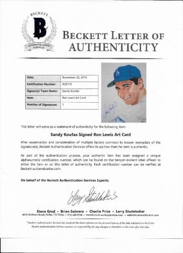 Санди Куфакс с автограф на Лос Анджелис Доджърс Рон Луис Арт 8х10 Снимка на Бекет Заверени 2 - Снимки на MLB