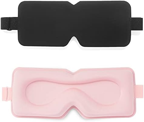 2 опаковане на маска за сън, за мъже и жени, лек защитна маска за очи с 3D контури и широка регулируема каишка, копринена, удобен и лек, идеален за пътуване / замяна / на ?