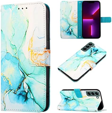 Чанта-портфейл OOPKINS за Samsung Galaxy S22, Мрамор Дизайн, Флип калъф от Изкуствена Кожа с 3 Слота за карти,
