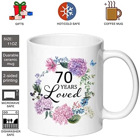 Любима кафеена чаша 70 години - идеи за подаръци за 70-ия рожден ден на жени, Чаша с 11 грама, Подарък за 70-годишна