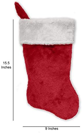 Коледни Чорапи с бродирани мен монограм, Червено-бял плюш, Инициал E