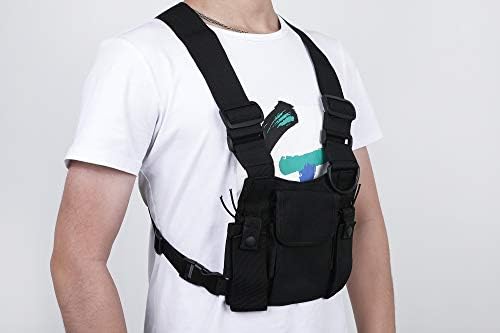 Гърдите колан радиовръзка с Предните Подсумками и чанта с цип за универсални уоки-токита