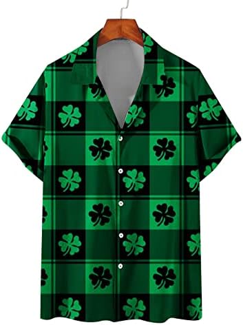 Мъжка Риза в Деня на Св. Патрик, Хавайски Ризи с копчета, Ежедневни Блузи С Къс Ръкав, Летен Зелен Топ с Ирландски