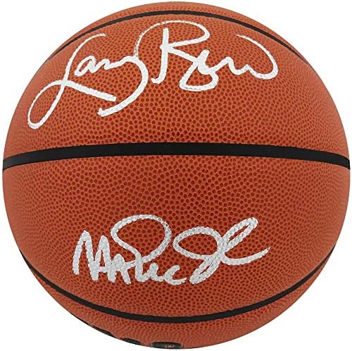Larry Bird & Magic Johnson Dual Signed Wilson Баскетбол NBA на закрито и на открито - Баскетболни топки с автографи