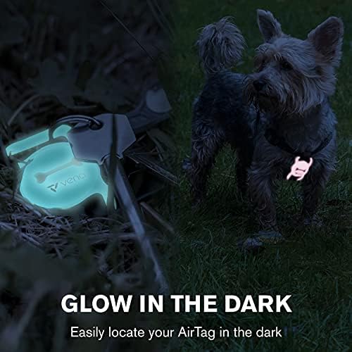 Силиконов калъф Vena Glow in The Dark, със защита от надраскване, съвместим с Apple Airtag за яка за кучета