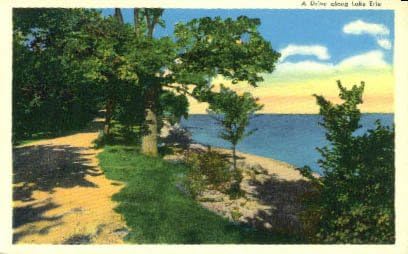 Пощенска картичка с езерото Ери, щата Охайо