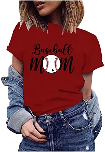Бейзболни Тениски за Майките, Жените Тениски С Графичен Дизайн, Блузи с Къс Ръкав и Кръгло Деколте, Летни Основни