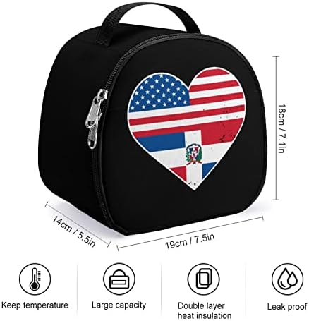 Скъпа Чанта за Обяд с изображение на Флага на Доминиканската Република и Американското, Изолирано Кутия за Bento,