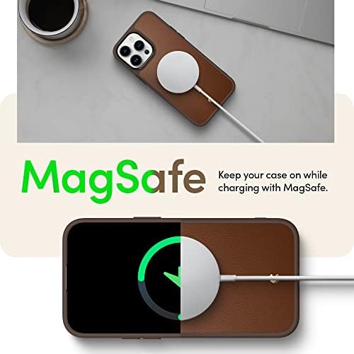 Калъф Teodora Kajuk за iPhone 14 Pro Max (седловидно-кафяв) и чантата Kajuk Mag за кожа кесията Magsafe (кремав)
