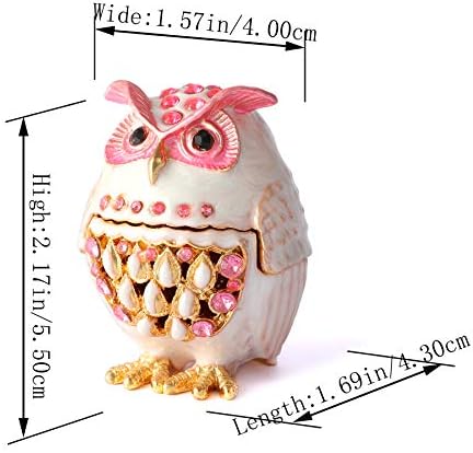 Кутия за Бижута, Дрънкулки Ръчно рисувани серия QIFU Owl с Богата Емайл и Искрящи Кристали Уникален Подарък