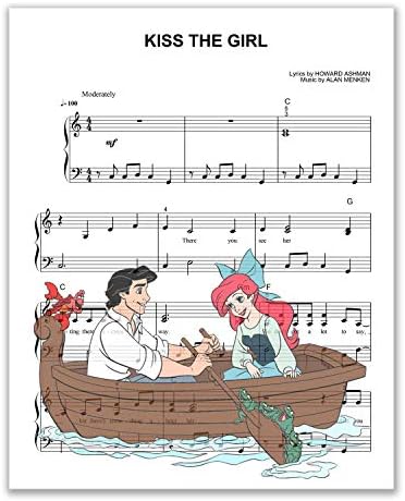 Снимки на песента Little Mermaid - Комплект от 4 (8 x 10 инча) Бележки с Плакати - Ариел Урсула Флаундер Себастиан