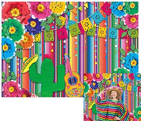 Allenjoy 72 x 48 Мексиканска Фиеста Фон за Карнавала Фестивал на Синко Де Майо Цветни Банер Цвете Тако Битка