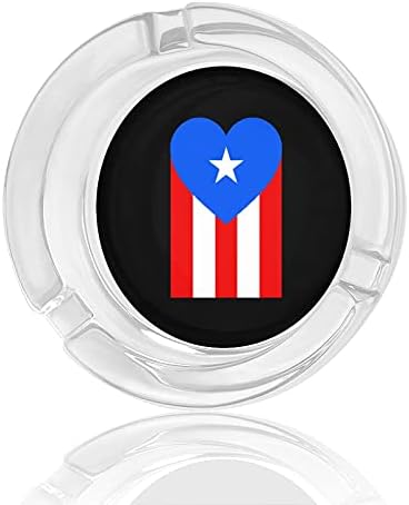 Пуерто Рико Сърцето Флаг Цигари Пушачите Стъклени Пепелници Пепелник За Домашния Офис Плот Украса На Масата