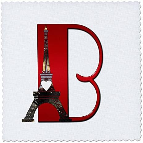 Триизмерна Червен монограм С инициалом B и Айфеловата кула - Квадрати за стеганого одеяла (qs_354673_1)