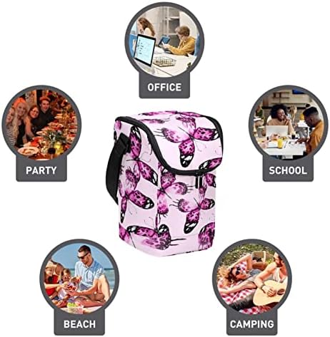 Акварельно-Розово Модел На Пеперуда Голям Обяд-Бокс За Възрастни Многократна Употреба Обяд-Голяма Пазарска Чанта За Преносим Голям Организатор