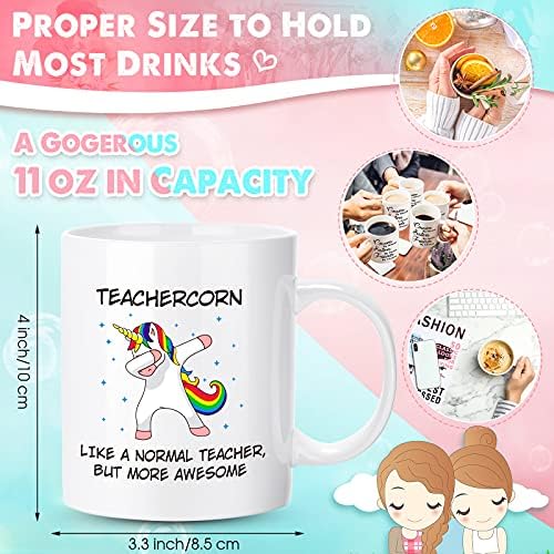 Teachercorn Еднорог Подарък Учител Забавно Керамични Кафеена чаша за Благодарност на Учителите, Коледна Кафеена