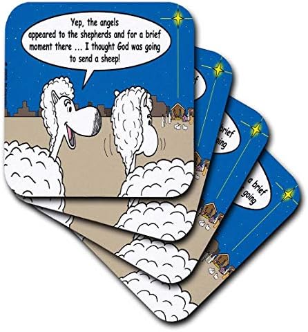 3dRose CST_2813_1 Овце Обсъждат Коледни Меки подложки, (Комплект от 4 броя)
