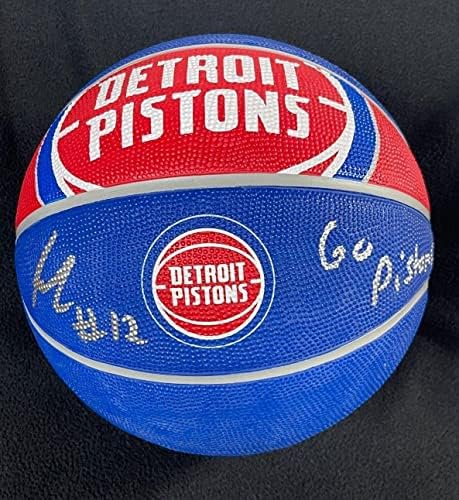 Баскетболен клуб Детройт Пистънс с автограф на Исая Ливерса и двойна надпис JSA LOA COA - Баскетболни топки