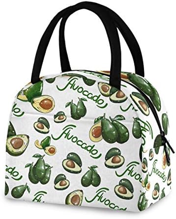 YYZZH Красив Зелен Модел Авокадо Бяла Изолирана Цип Чанта За Обяд Чанта-Хладилник За Приготвяне на Храна на