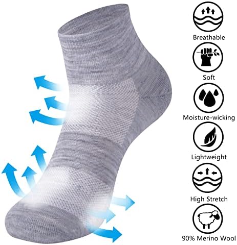 Чорапи до щиколоток от мериносова вълна RTZAT, Мъжки, Дамски Спортни Тънки чорапи от 90% вълна за Джогинг, Абсорбиращи