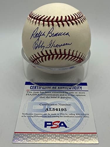 Боби Томсън и Ралф Бранка Подписаха Автограф OMLB Baseball PSA DNA *95 от Бейзболни топки С Автографи