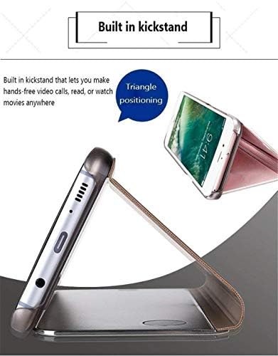 GYHOYA е Съвместим с Samsung Galaxy S23 Ultra Case със стойка, Мек Кожен Огледало за грим, Блестящ Луксозен