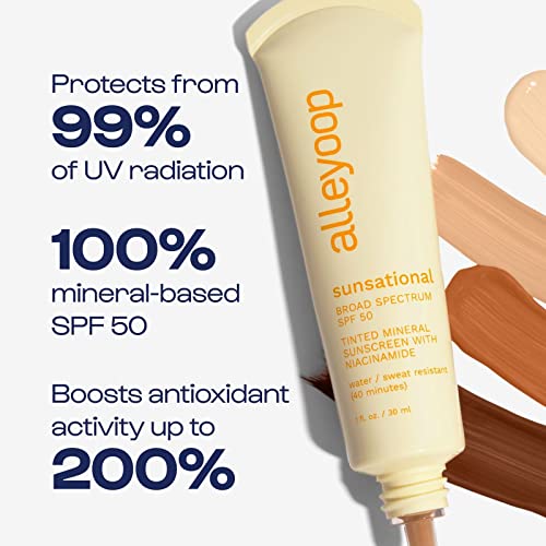 Слънцезащитен крем Alleyoop Sunsational Skin Tint за лице с широк спектър на действие SPF 50, Оцветени